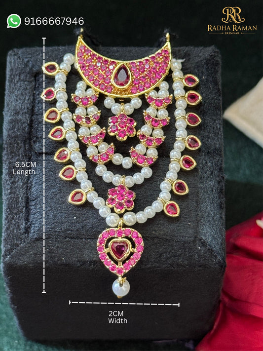 Premium white pearls with kundan-style stones Mala