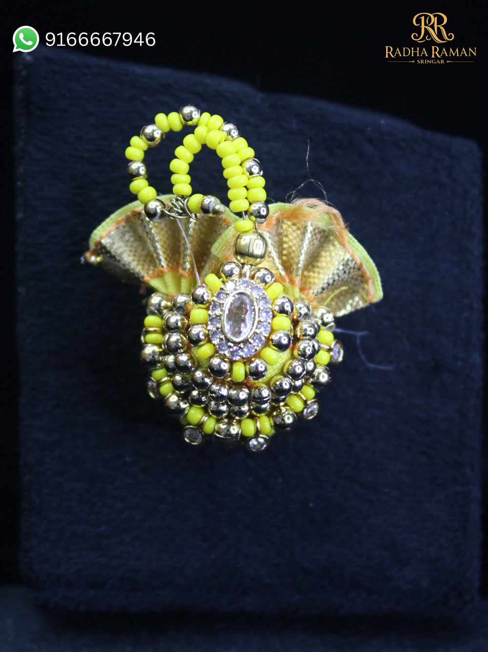 Laddu Gopal Paag with Colored Mani and Rhinestone Border