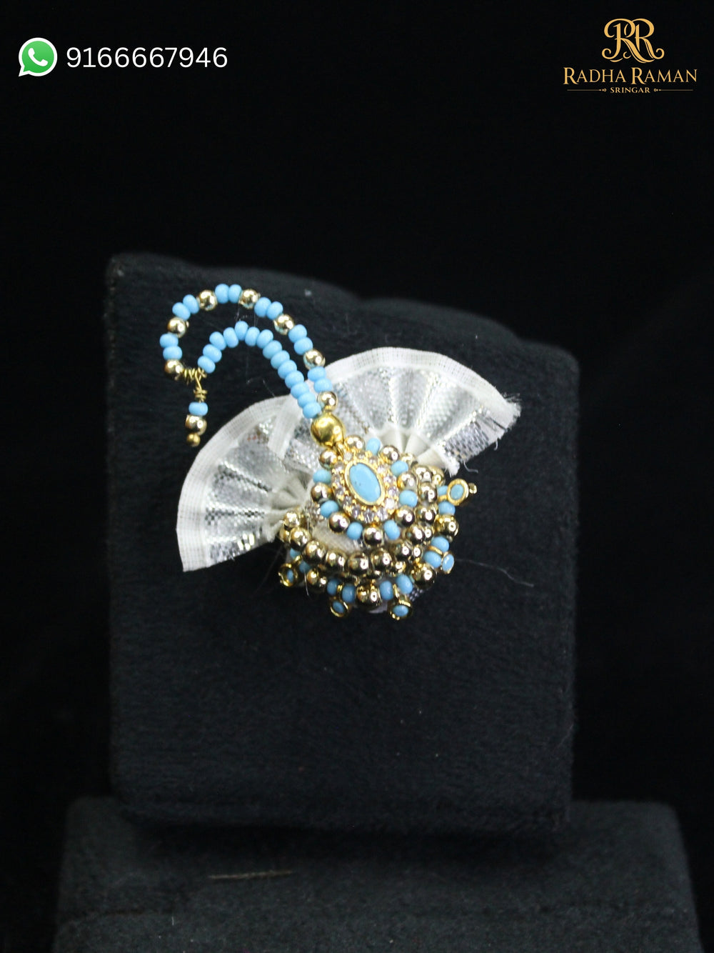 Laddu Gopal Paag with Colored Mani and Rhinestone Border