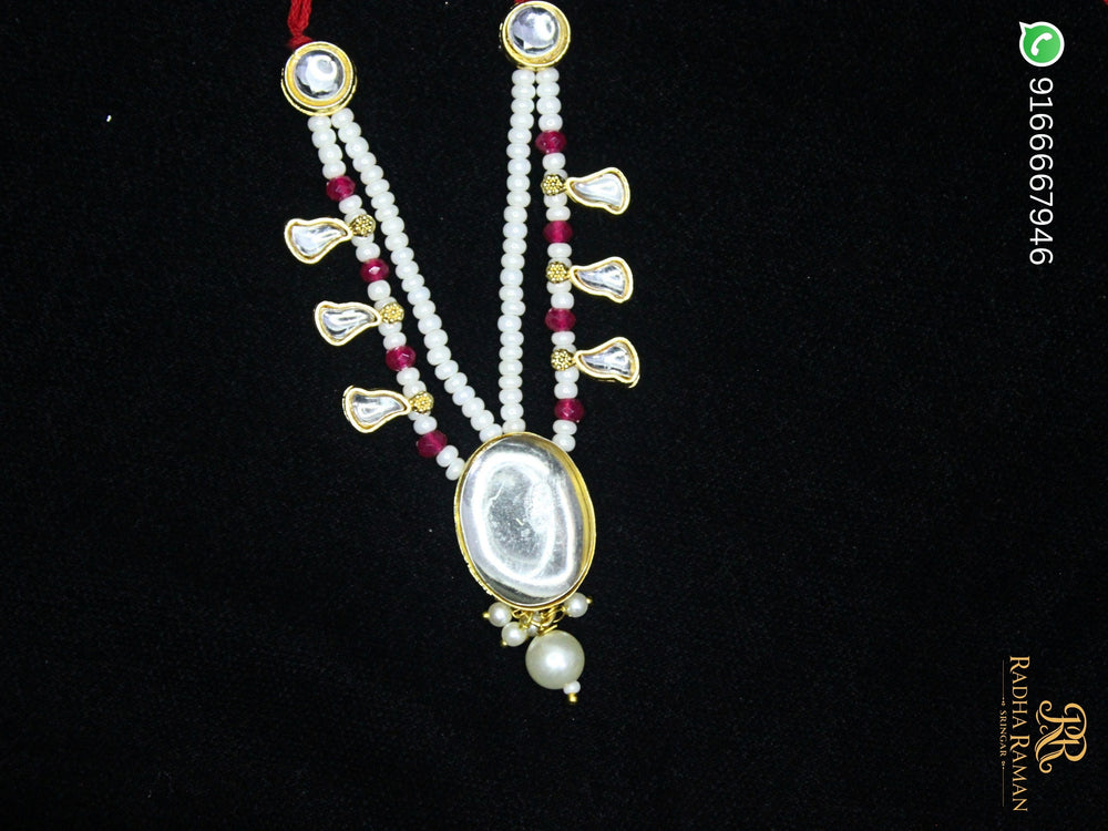 Radha Raman Pearl Kundan Haar