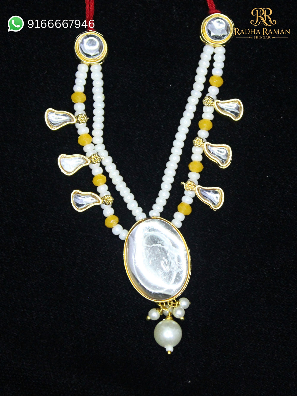 Radha Raman Pearl Kundan Haar