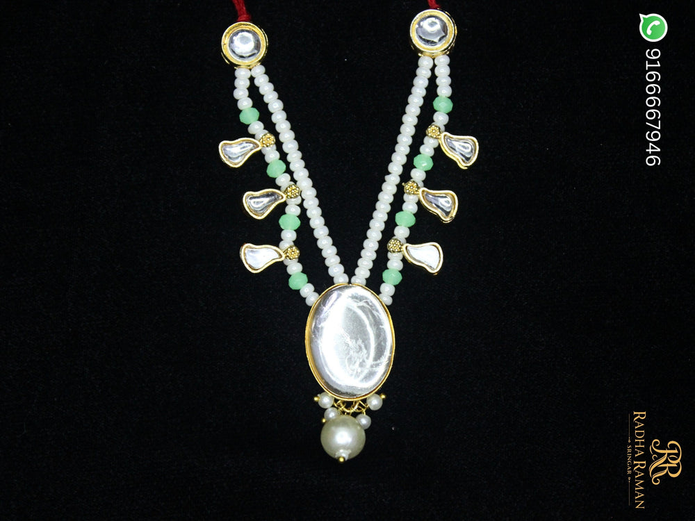 Radha Raman Pearl Kundan Haar