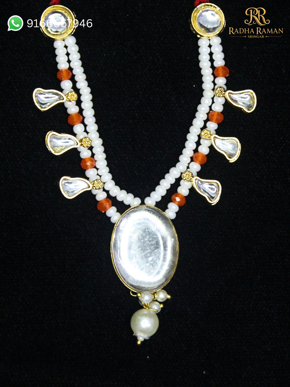 Radha Raman Pearl Kundan Haar