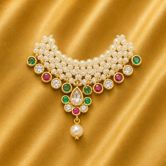 Krishna Shringar AD Mala — Royal Sparkling Necklace for Thakur Ji | 3 CM