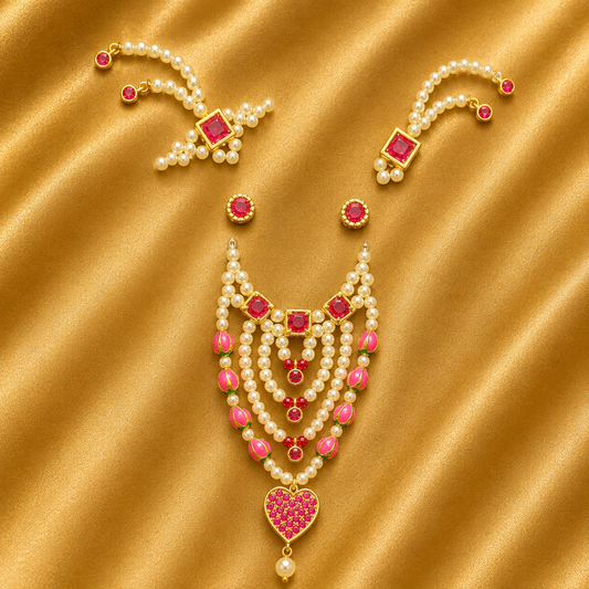 Premium AD Kamal Shringar Set — Divine Lotus Sparkle for Thakur Ji | 5 CM HEIGHT