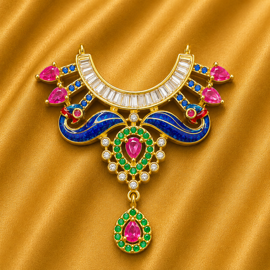 Premium AD Mayur Choker — Royal Peacock Shringar for Gopal Ji | 4 CM HEIGHT | 2.2 CM WIDTH
