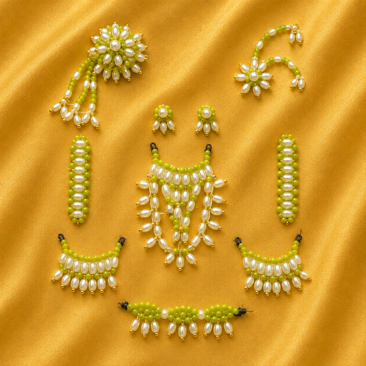 AD Moti Haar Set — Premium Pearl & Sparkling Shringar for Thakur Ji | 6 CM HEIGHT