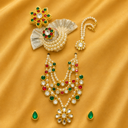 Jirken Shringar Set for Thakur Ji — Royal Sparkling Divine Adornment | 6 CM HEIGHT