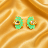 Meenakari Kamal Kundal – Green | Traditional Lotus Shringar for Thakur Ji | 1 CM