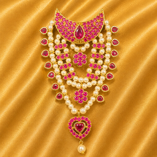 Ad Hasli With White pearls & kundan-style stones Mala For Thakur Ji 7 Cm