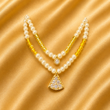 Moti Mala with AD Pendant — Elegant Pearl Necklace for Thakur Ji Shringar