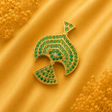 Premium AD Paan Mukut — Royal Leaf-Shaped Crown for Thakur Ji Shringar