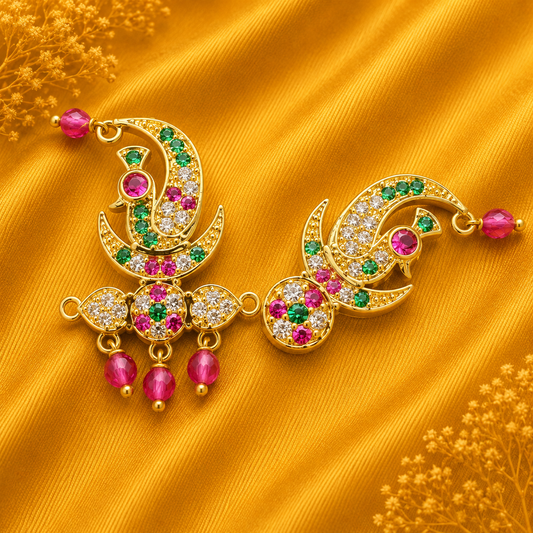 Premium Mayur AD Sirpech & Sheeshphool — Royal Peacock Head Shringar Set