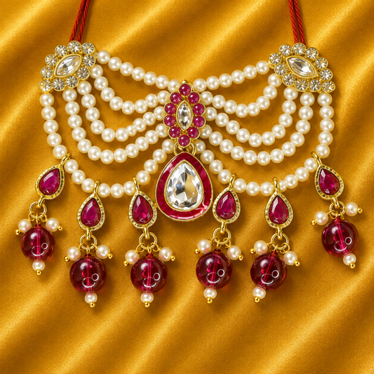 Rajtilak Kundan Haar Mala — Royal Shringar Mala for Thakur Ji | 3.5 CM HEIGHT | 7 CM WIDTH