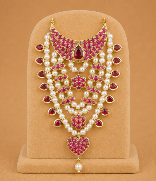 Ad Hasli With White pearls & kundan-style stones Mala For Thakur Ji 6 Cm