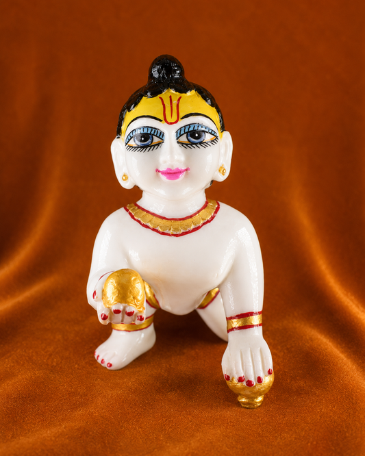 Kanha Bal Leela Swaroop Dust Marble Idol | Radha Raman Shringar
