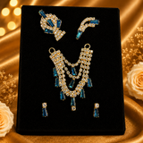 Premium AD Stone Shringar Set for Thakur Ji – Mukut, Mala & Kundal Combo | American Diamond Deity Jewellery