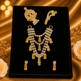Premium AD Stone Shringar Set for Thakur Ji – Mukut, Mala & Kundal Combo | American Diamond Deity Jewellery
