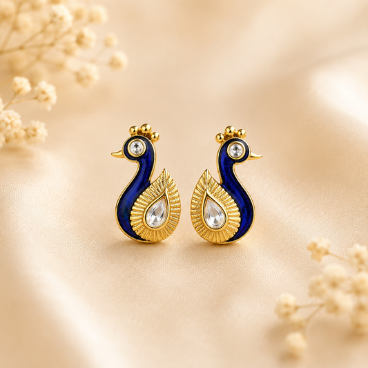 Morvansh Ratna Kundal for Laddu Gopal Ji | Peacock Inspired Stone Earrings | 1.8 CM