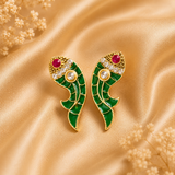 Rakt Ambi Ratna Kundal for Laddu Gopal Ji | Paisley Design Stone Earrings | 2.5 CM Height