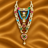 Premium AD Navratan Heart Mala for Thakur Ji | Designer Thakur Ji Shringar | 8 CM Height