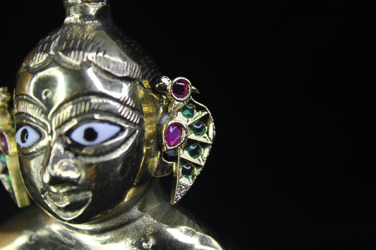 Mayur Kundan Kundal — Earrings for Thakur Ji Shringar | 2 CM
