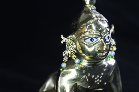 Matsyakrit Kundan Kundal — Fish Shape Earrings for Thakur Ji Shringar | 1.5 CM