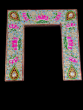 Premium Meenakari Pithika for Thakur Ji – Handcrafted Darbar Frame with AD Stones & Peacock Design | 21 CM - 21 CM | BOTH SIDE USE ABLE