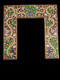 Premium Meenakari Pithika for Thakur Ji – Handcrafted Darbar Frame with AD Stones & Peacock Design | 21 CM - 21 CM | BOTH SIDE USE ABLE