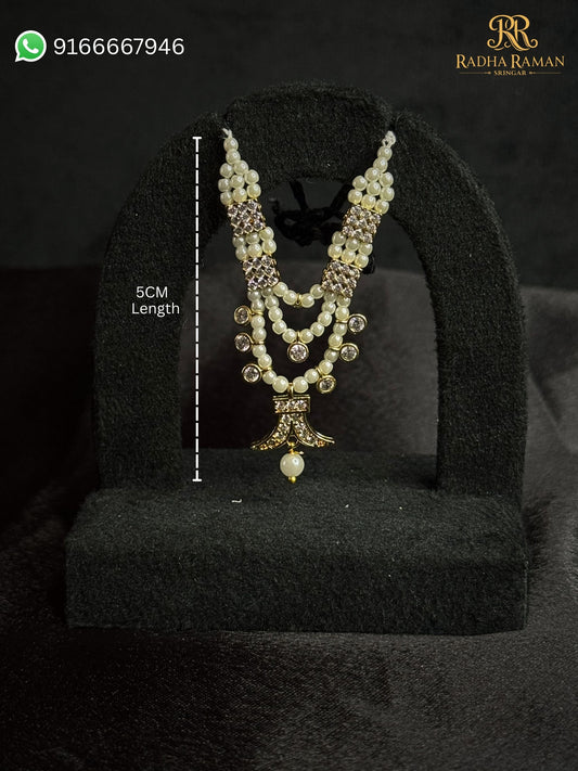 Waghnakh Pearl Mala – Triple Strand Haar for Thakurji (5 CM) | Traditional Shringar Jewellery