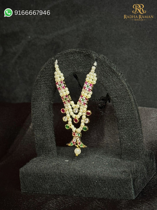 Waghnakh Pearl Mala – Triple Strand Haar for Thakurji (5 CM) | Traditional Shringar Jewellery