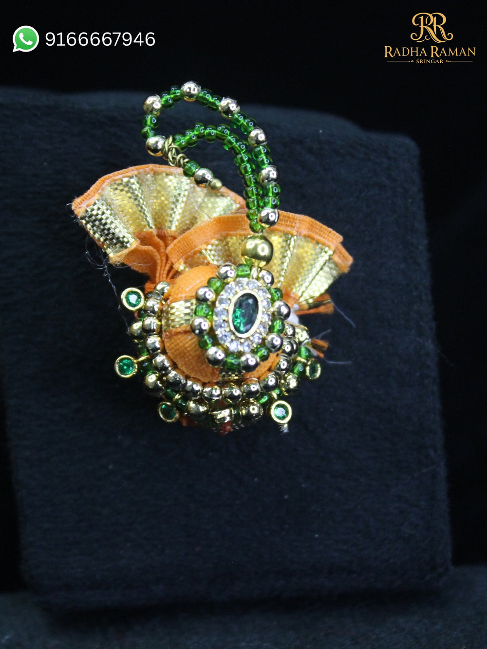 Laddu Gopal Paag with Colored Mani and Rhinestone Border