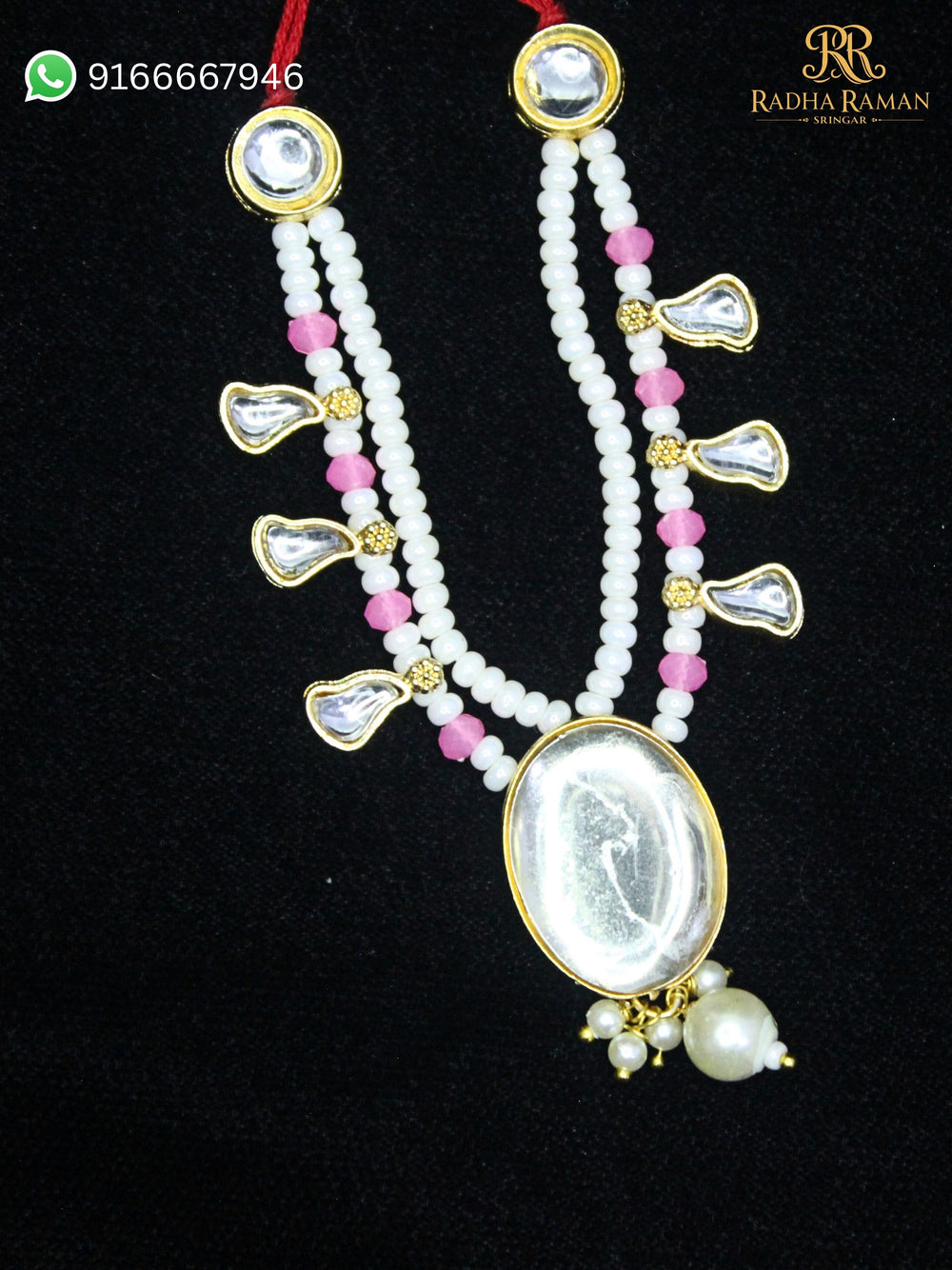 Radha Raman Pearl Kundan Haar