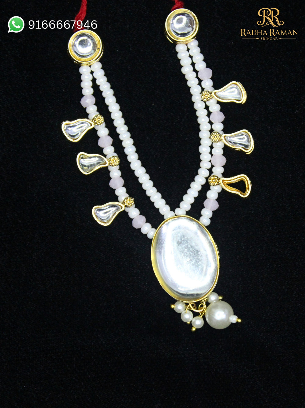 Radha Raman Pearl Kundan Haar