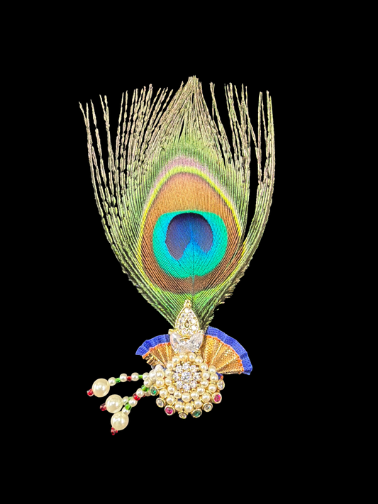 AD Paag With Morpankh – Premium Traditional Shringar for Thakur Ji | 10 CM