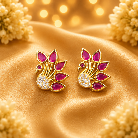 Mayurika Shringar Kundal for Laddu Gopal Ji | Peacock Inspired Elegant Earrings | 1.5 CM