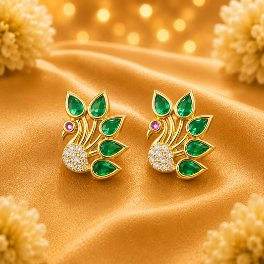 Mayurika Shringar Kundal for Laddu Gopal Ji | Peacock Inspired Elegant Earrings | 1.5 CM
