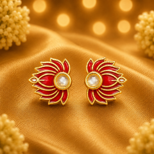 Lotus Design Kundal — Elegant Kamal Kundal for Thakur Ji Shringar | 1 CM
