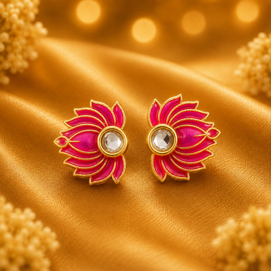 Lotus Design Kundal — Elegant Kamal Kundal for Thakur Ji Shringar | 1 CM