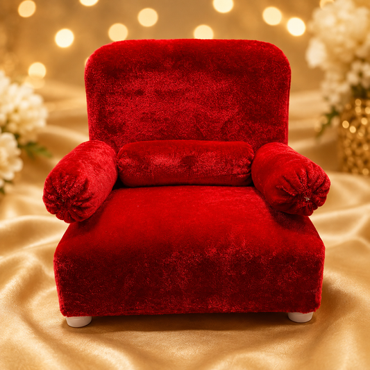 Premium Red Velvet Gaddi Ji with 3 Masand — Royal Thakur Ji Aasan Set