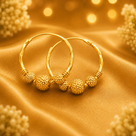 Radharaman Swarna Baliya — Traditional Golden Earrings for Thakur Ji