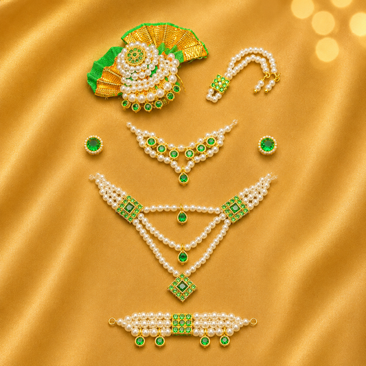 Premium AD Multicolour Paag Shringar Set — Royal Festive Shringar for Thakur Ji | 5 CM Height