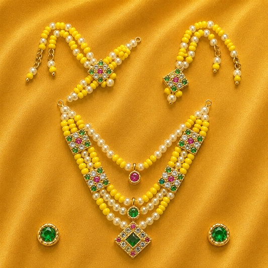 Premium Multicolour Stone Paag Shringar Set — Royal Festive Shringar for Thakur Ji | 5.5 CM HEIGHT