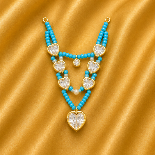 Premium Heart AD Mala — Divine Love Shringar Necklace for Thakur Ji | 5 CM Height
