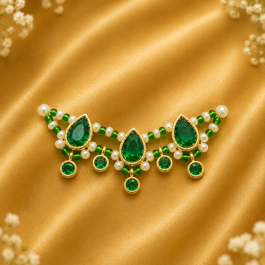 Premium AD Kanthi Mala — Royal Sparkling Necklace for Thakur Ji | 1 CM HEIGHT