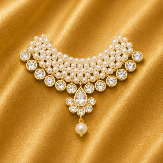 Krishna Shringar AD Mala — Royal Sparkling Necklace for Thakur Ji | 3 CM