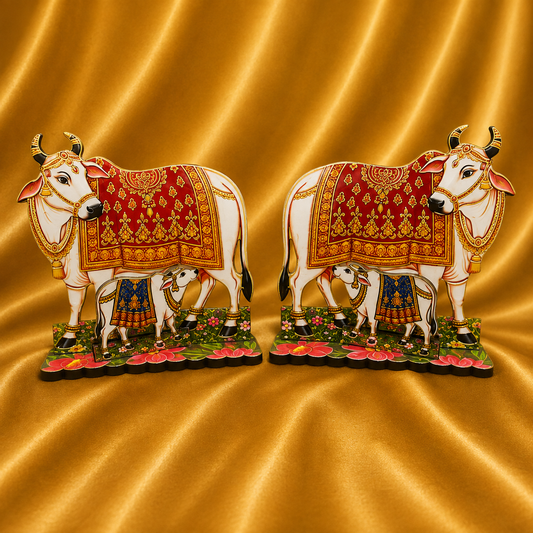 Kamdhenu Gaiya Cutout — Divine Cow Decoration for Thakur Ji Mandir | 12 CM HEIGHT