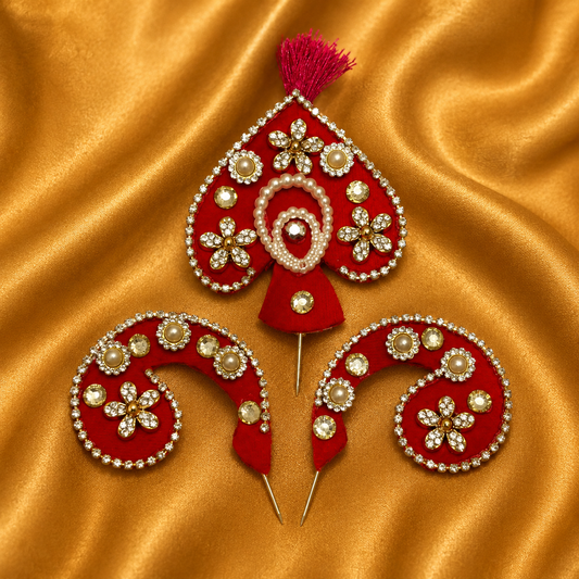 Premium Paan Katra Set — Traditional Head Shringar for Thakur Ji | 6 CM HEIGHT