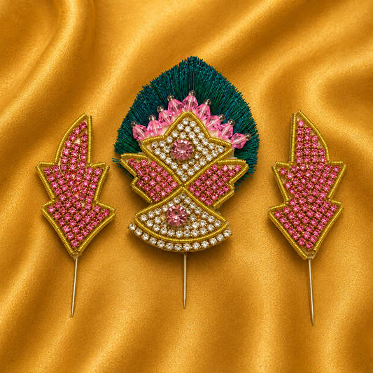 Premium Morpankh Paan Katra — Royal Head Shringar for Thakur Ji | 6 CM HEIGHT