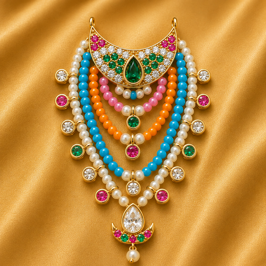 Premium Divine AD Hasli Haar — Royal Sparkling Necklace for Thakur Ji | 6 CM HEIGHT